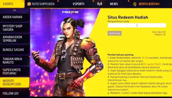 Klaim Kode Redeem FF Hari Ini 21 April Dapatkan Gilded Mask dan Voucher Incubator