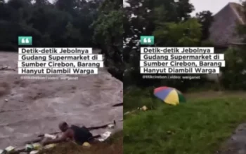 Panik Warga Cirebon Berebut Barang Mewah Banjir dari Supermarket yang Ambruk