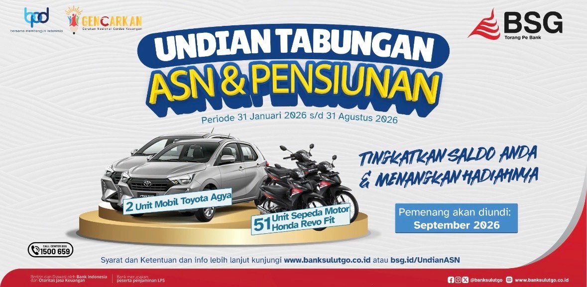 Bank SulutGo Gelar Undian ASN dan Pensiunan, Siapkan Hadiah Mobil
