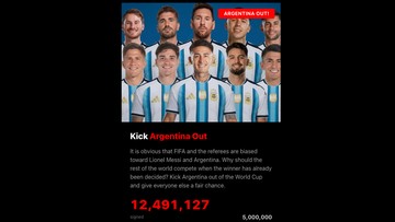 12 Juta Orang Teken Petisi Tuntut Argentina Didiskualifikasi